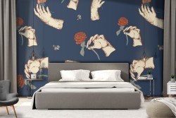 Wallpaper modern decoration roses nature popart.