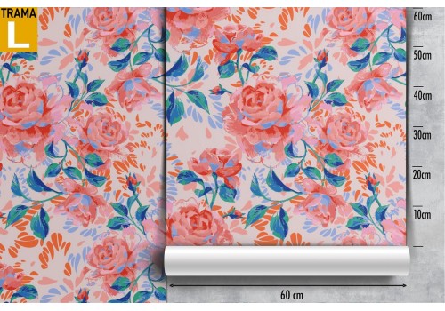 Carta da Parati rose rosa pattern natura moderna. 2