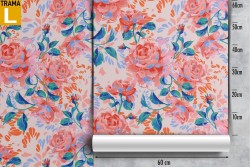 Carta da Parati rose rosa pattern natura moderna.