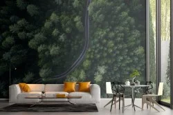 Carta da Parati paesaggio strada nella foresta