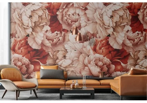 Carta da Parati rose rosse e bianche natura classica.