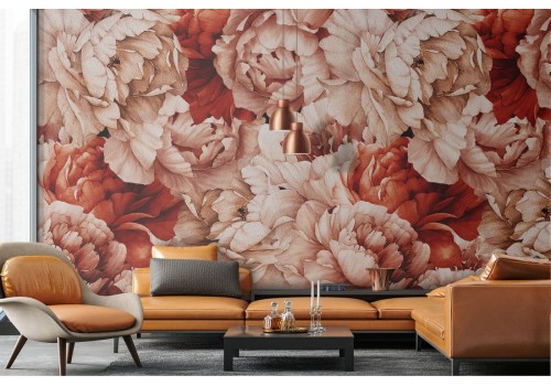 Classic nature wallpaper with red and white roses.