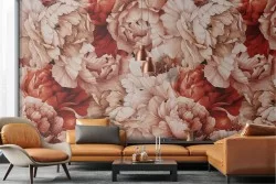 Carta da Parati rose rosse e bianche natura classica.