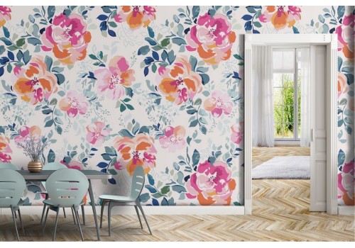 Nature flowers roses pattern wallpaper.