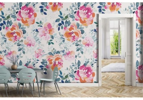 Nature flowers roses pattern wallpaper.