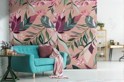 Modern nature leaves wallpaper pattern.