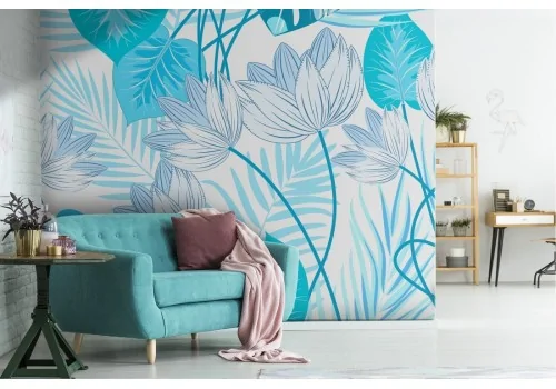 Blue tropical leaves nature wallpaper.