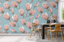Wallpaper pink tulips nature modern design.