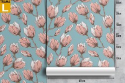Wallpaper pink tulips nature modern design.