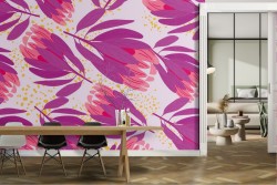 Modern nature pink leaves wallpaper.