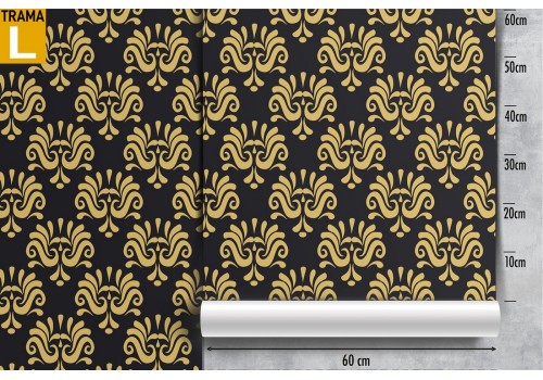 Yellow and black damask wallpaper. 2