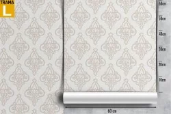 Vintage damask wallpaper in antique white.