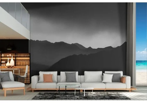 Wallpaper landscape mountains black and white