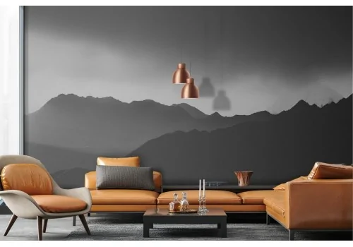 Carta da Parati paesaggio montagne bianco e nero 2