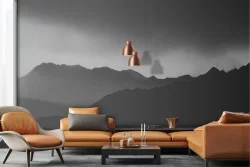 Wallpaper landscape mountains black and white