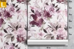 Modern nature wallpaper with purple and pink flowers.