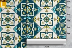 Geometric tile pattern vintage wallpaper.