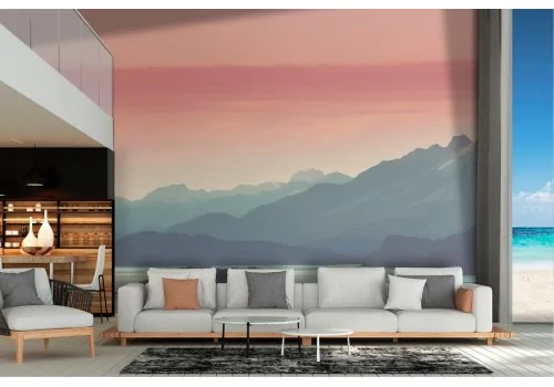 Carta da Parati paesaggio lago in montagna illustrazione