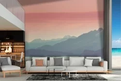 Wallpaper landscape lake in mountain illustration