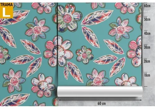 Wallpaper with stylized flowers and leaves modern nature. 2