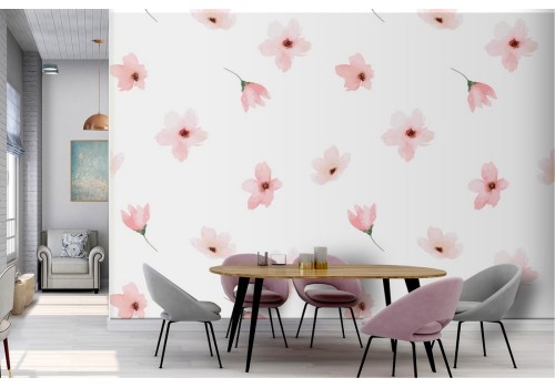 Wallpaper pink stylized flowers nature minimal pattern.