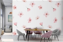 Wallpaper pink stylized flowers nature minimal pattern.