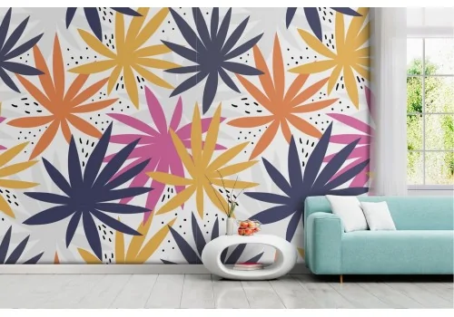 Tropical leaves stylized modern pop art wallpaper.