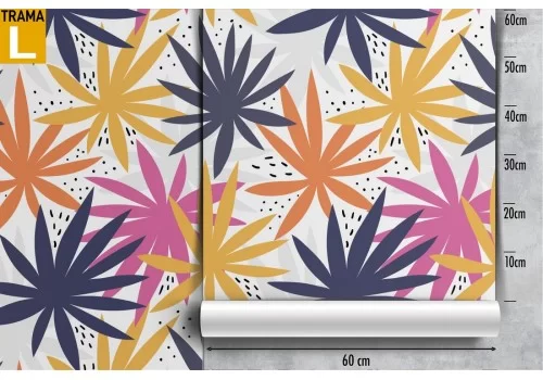 Carta da Parati foglie tropicali stilizzate moderne pop art. 2