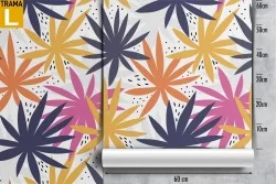 Modern pop art stylized tropical leaves wallpaper.
