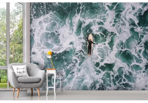 Carta da Parati surfista oceano onde 2