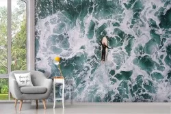 Carta da Parati surfista oceano onde