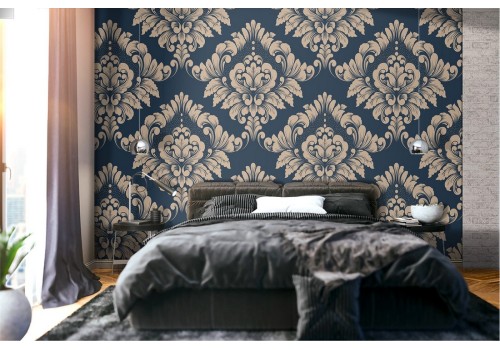 Elaborate refined vintage damask wallpaper.