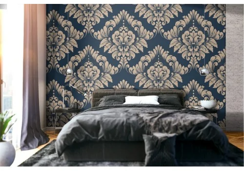 Elaborate refined vintage damask wallpaper.