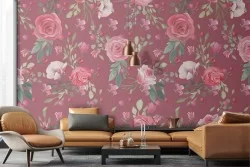Carta da Parati rose natura vintage pattern fiori.