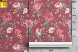 Carta da Parati rose natura vintage pattern fiori.