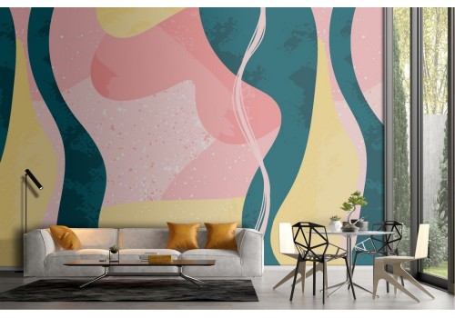 Modern abstract wallpaper in pink and yellow colors.