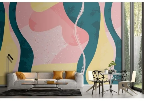 Modern abstract wallpaper in pink and yellow colors.