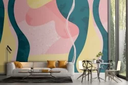 Modern abstract wallpaper in pink and yellow colors.