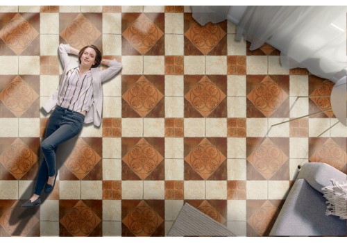 Vintage marble tile wallpaper surface.