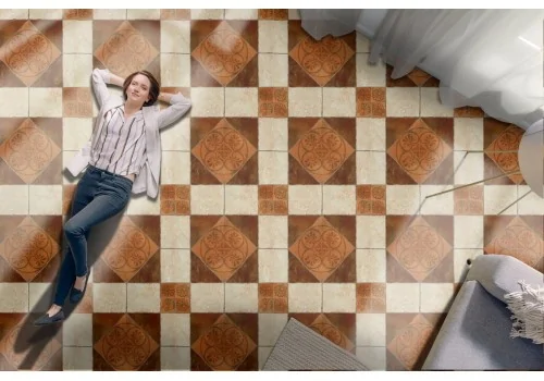 Vintage marble tile wallpaper surface.