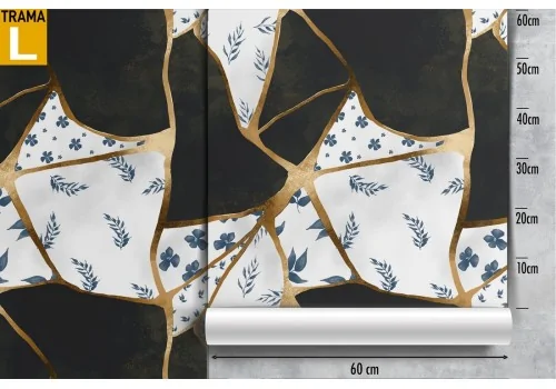 Marble luxury wallpaper in gold, white and black pattern. 2