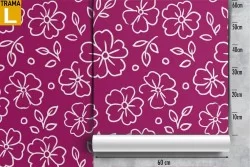 Carta da Parati fiori stilizzati fucsia natura moderna.