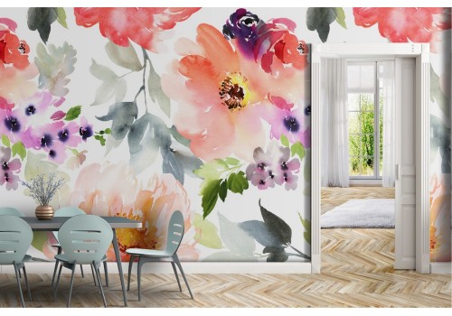 Refined nature wallpaper with modern flowers.