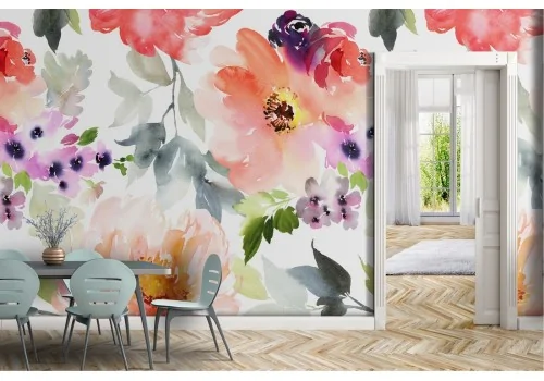 Refined nature wallpaper with modern flowers.