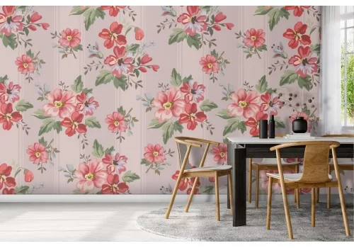 Carta da Parati rose fiori natura vintage.