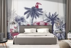 Carta da Parati Alberi animali Natura Tropicale