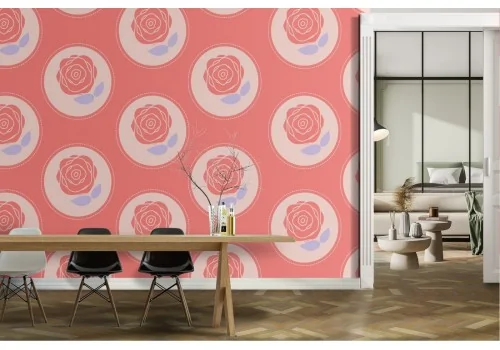 Wallpaper roses nature geometric vintage pattern.
