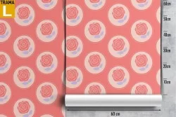 Carta da Parati rose natura pattern geometrico vintage.