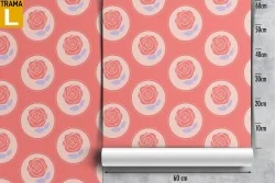 Natural roses wallpaper with vintage geometric pattern.
