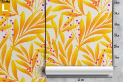 Carta da Parati foglie natura moderna arancione.